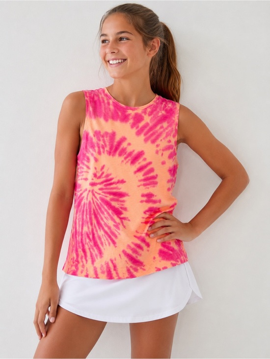 Athleta Other - Athleta Girl Tie Dye Sleeveless Tank Top XXL 16 Pink Peach Cotton Athletic